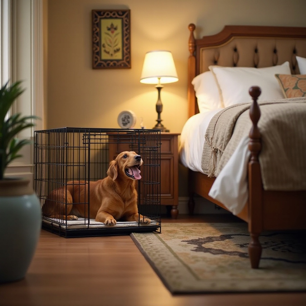 caixa para cachorro no quarto