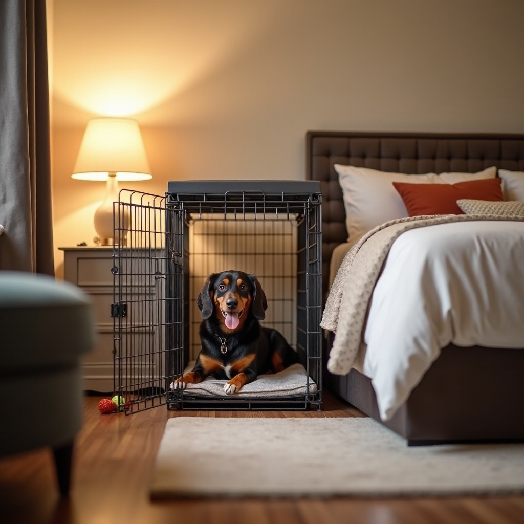 caixa para cachorro no quarto