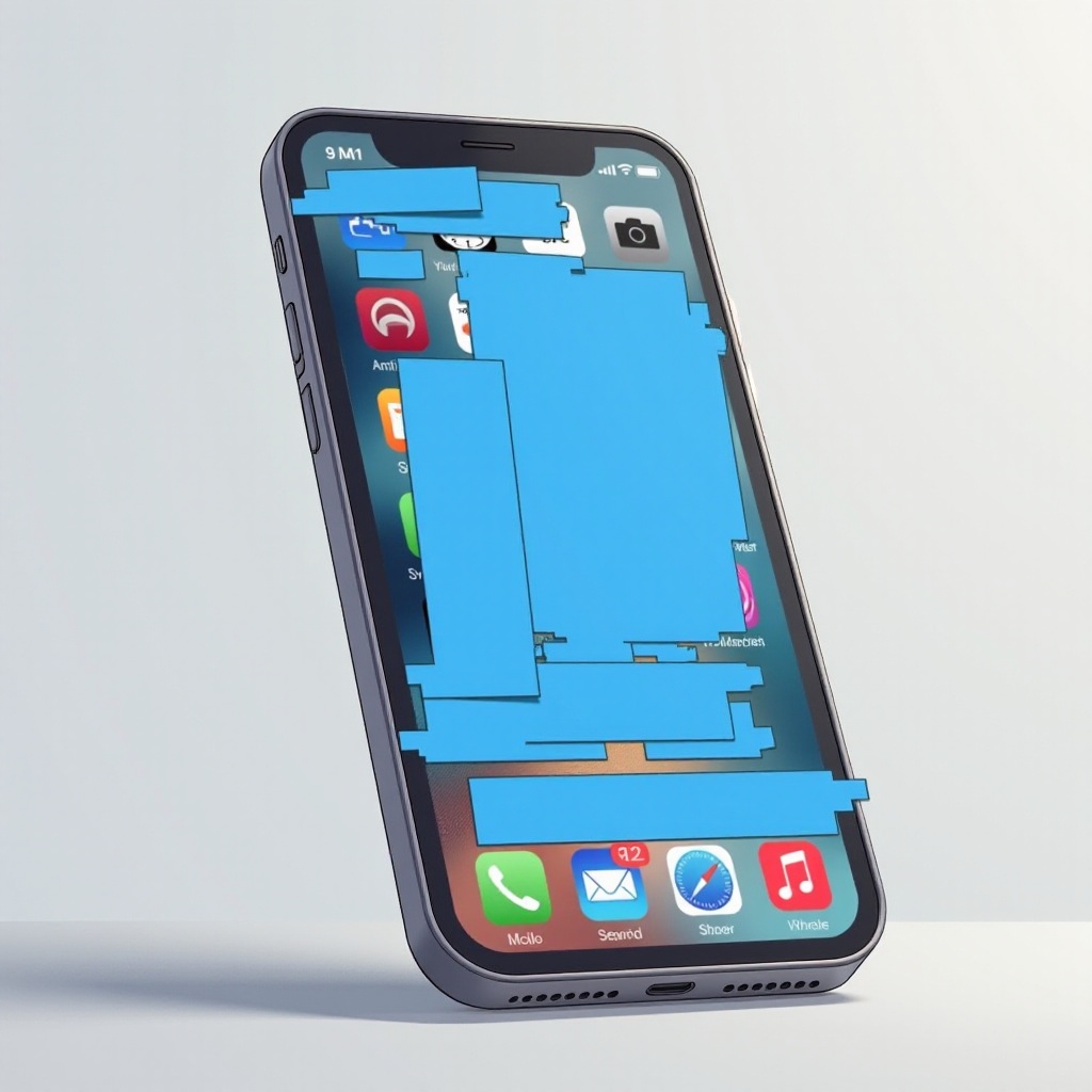 iPhone blaue Kästchen auf dem Bildschirm